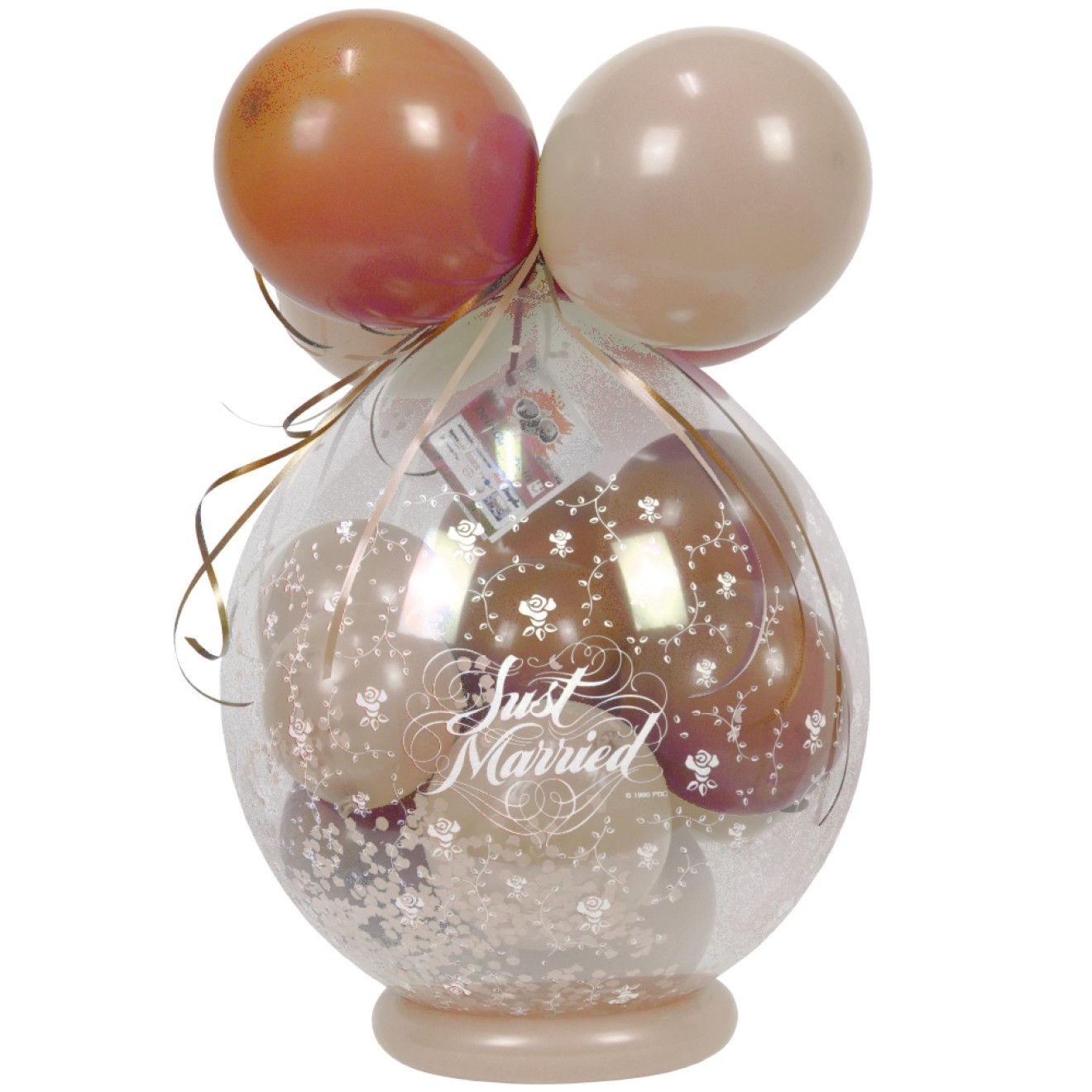 Verpackungsballon Geschenkballon Hochzeit: Just Married - Rose Gold & Creme - Basic Ø 50 cm