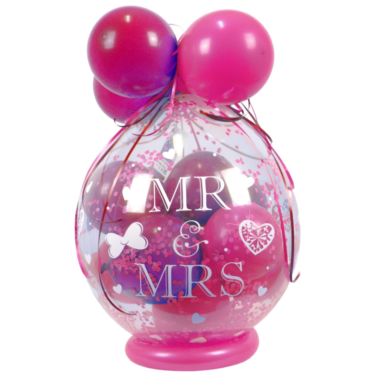 Verpackungsballon Geschenkballon Hochzeit: Mr & Mrs - Pink & Rosa - Basic Ø 50 cm
