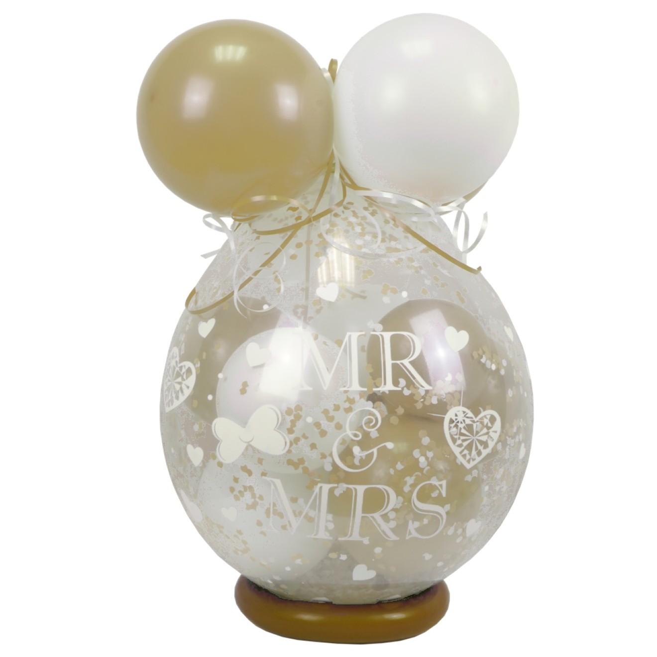 Verpackungsballon Geschenkballon Hochzeit: Mr & Mrs - Weiß & Creme - Basic Ø 50 cm