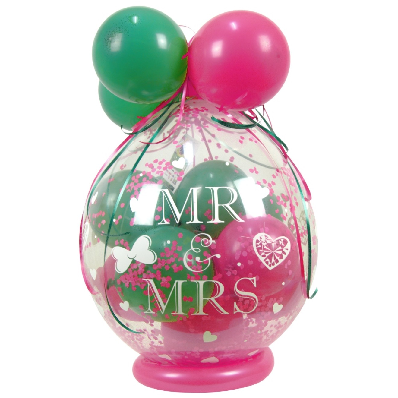 Verpackungsballon Geschenkballon Hochzeit: Mr & Mrs - Mintgrün & Rosa - Basic Ø 50 cm