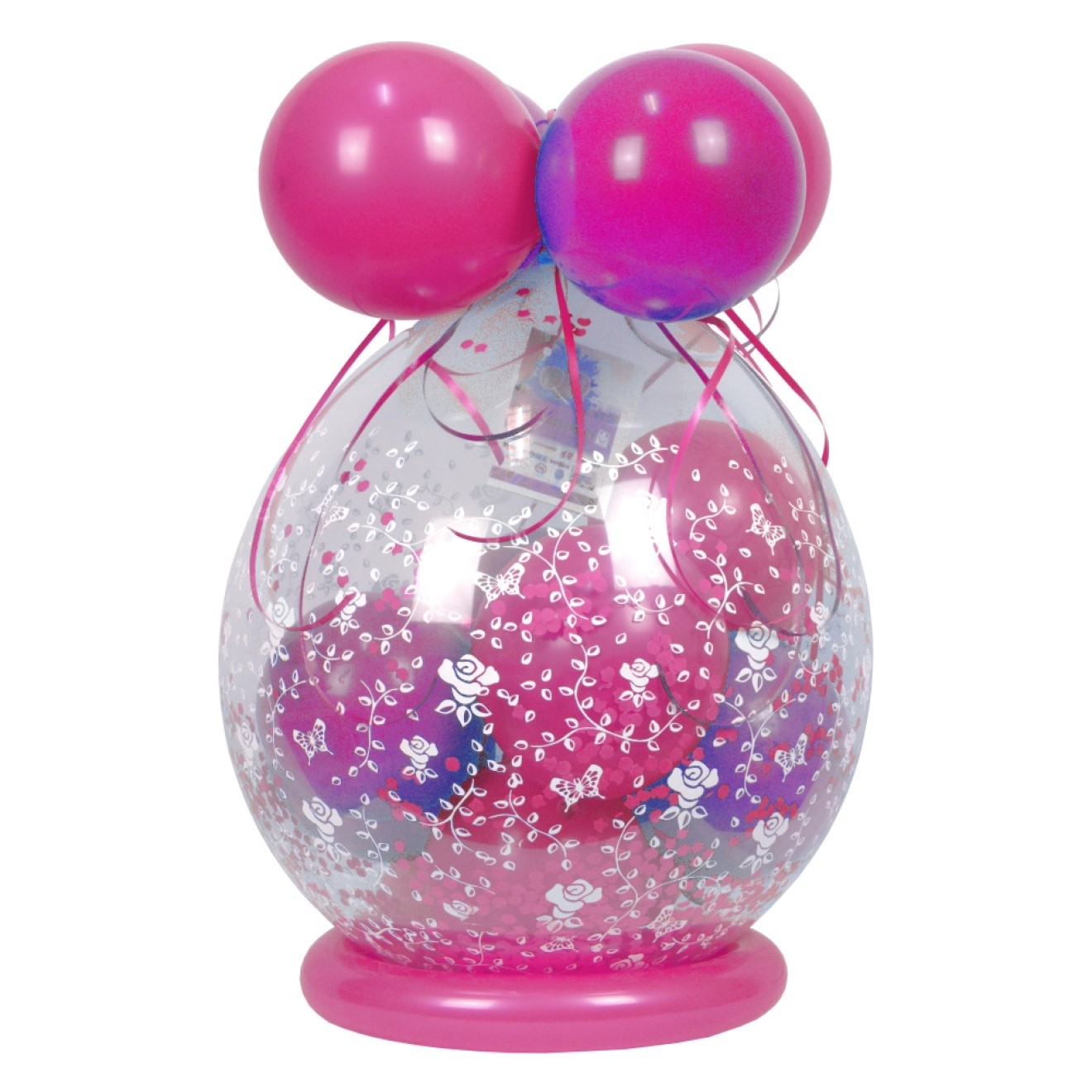 Verpackungsballon Geschenkballon Hochzeit: Rosen - Pink & Rosa - Basic Ø 50 cm