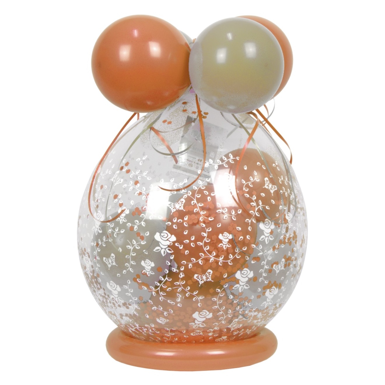 Verpackungsballon Geschenkballon Hochzeit: Rosen - Rose Gold & Creme - Basic Ø 50 cm