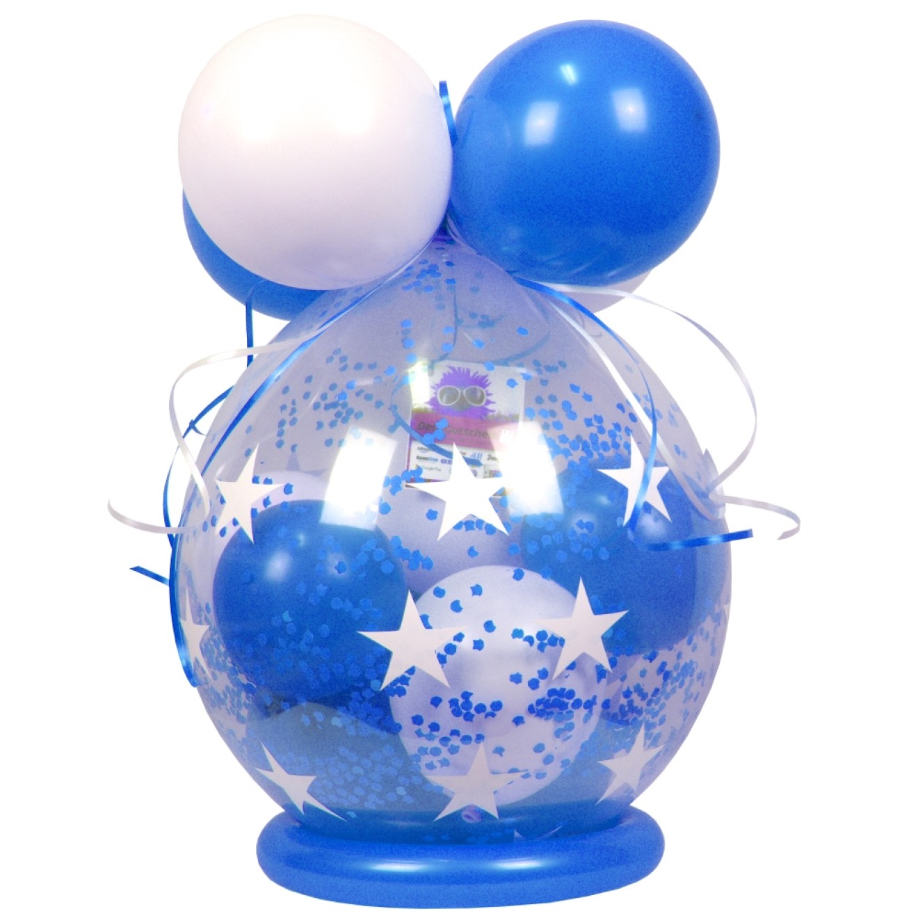Verpackungsballon Geschenkballon Sterne - Blau & Weiß - Basic Ø 50 cm