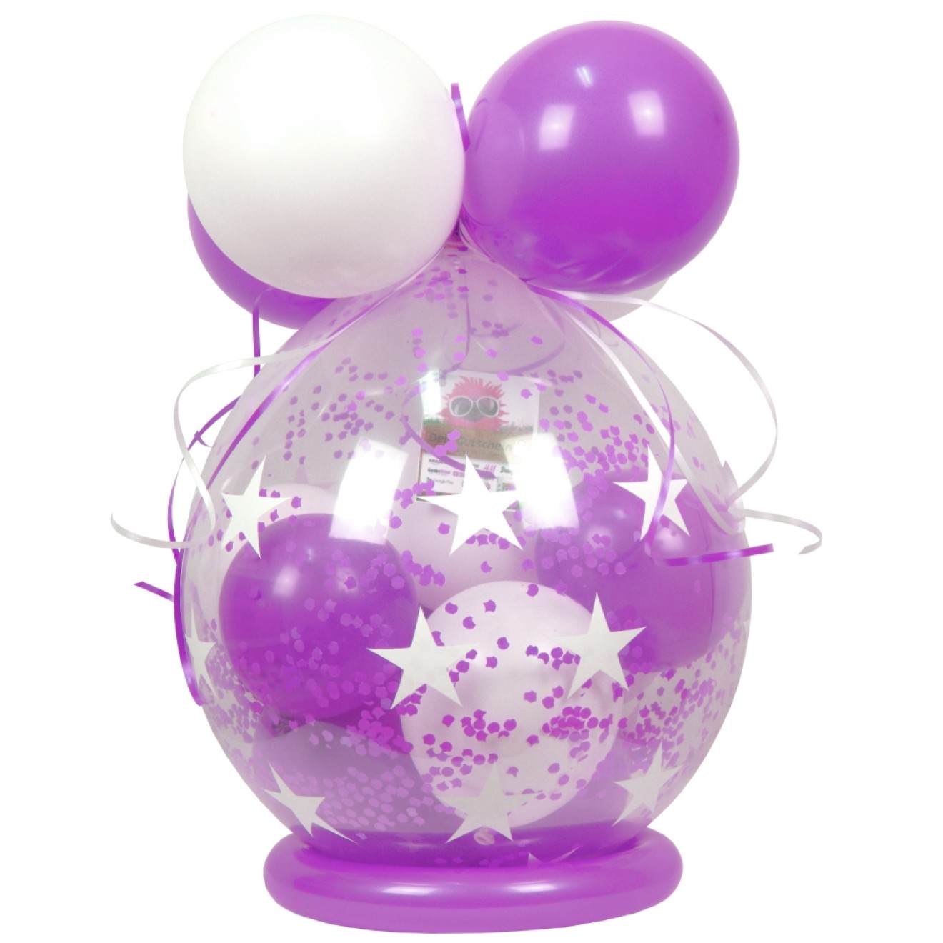 Verpackungsballon Geschenkballon Sterne - Flieder & Weiß - Basic Ø 50 cm