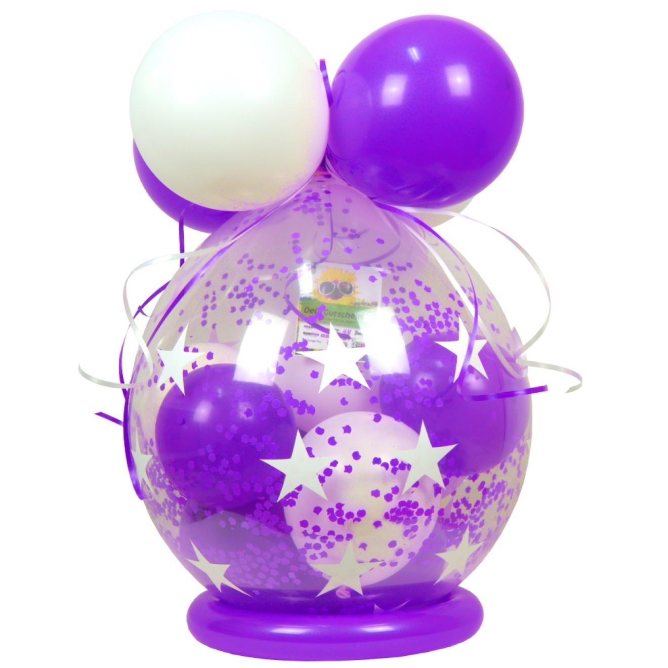 Verpackungsballon Geschenkballon Sterne - Violett & Weiß - Basic Ø 50 cm