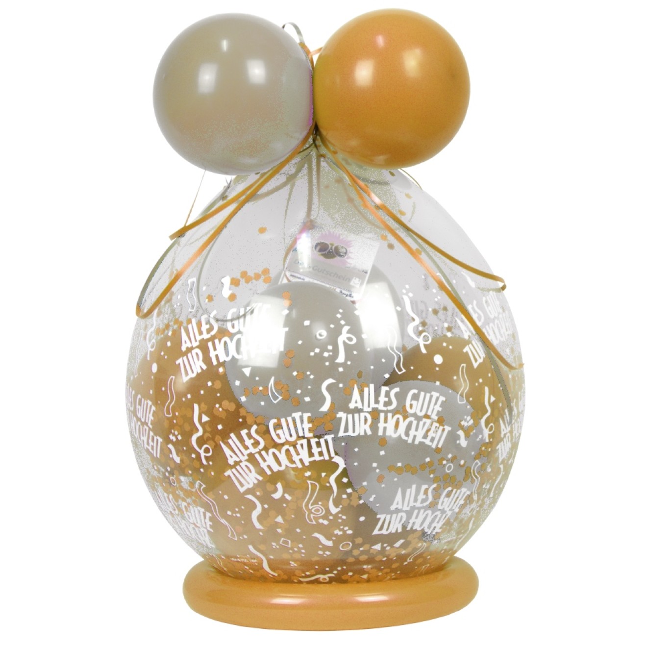 Verpackungsballon Geschenkballon: Alles Gute zur Hochzeit - Gold & Creme - Basic Ø 50 cm