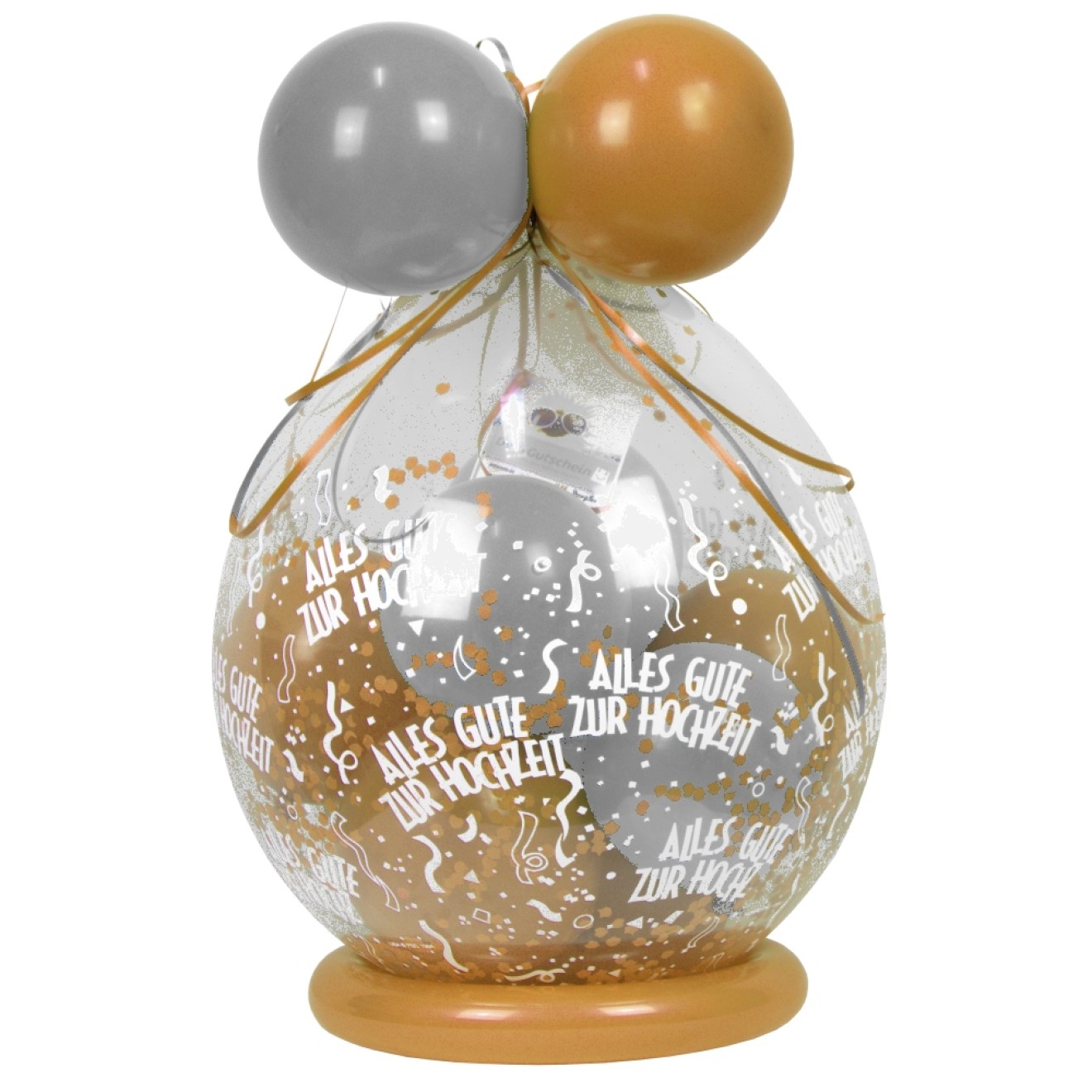 Verpackungsballon Geschenkballon: Alles Gute zur Hochzeit - Silber & Gold - Basic Ø 50 cm