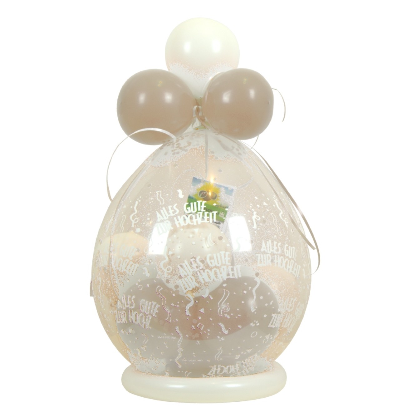 Verpackungsballon Geschenkballon: Alles Gute zur Hochzeit - Creme & Weiß - Basic Ø 50 cm