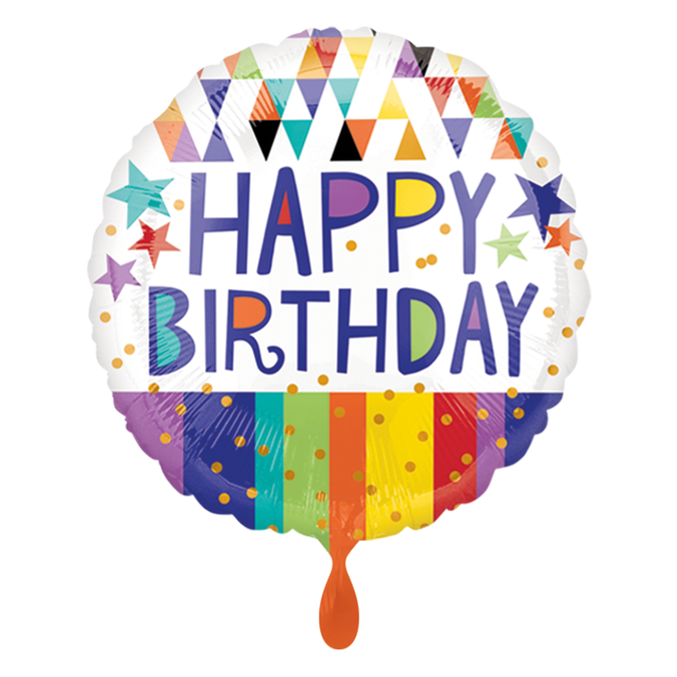 1 Ballon - Happy Birthday Triangles Stripes & Stars