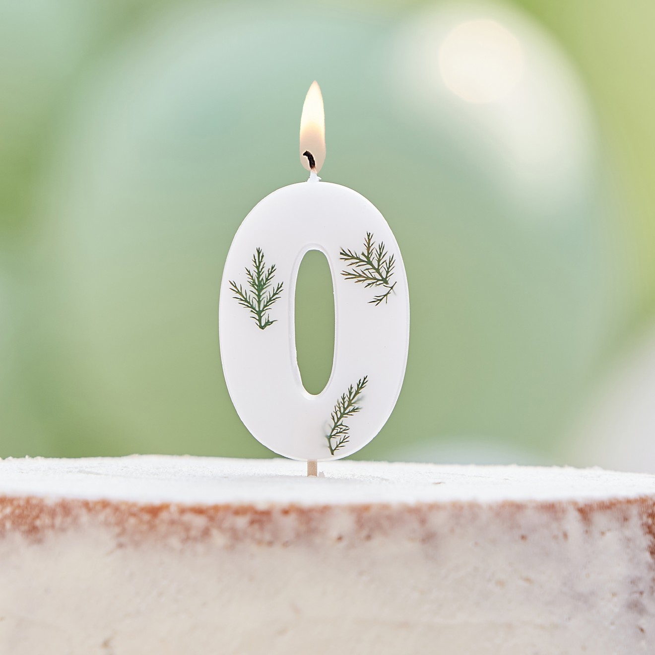 1 Candle - Number 0 - Pressed Foliage