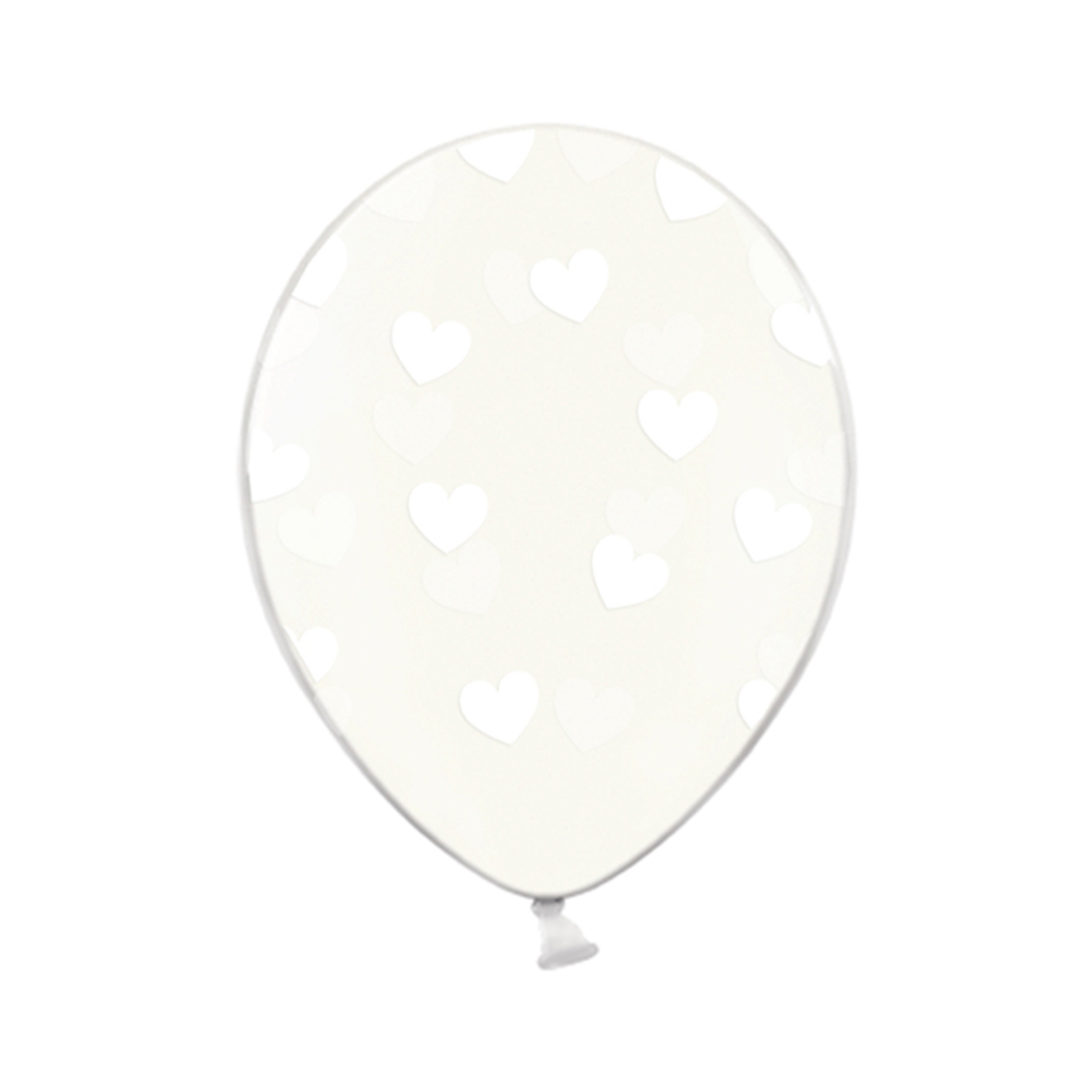6 Motivballons Clear - Ø 30cm - Hearts - Weiß
