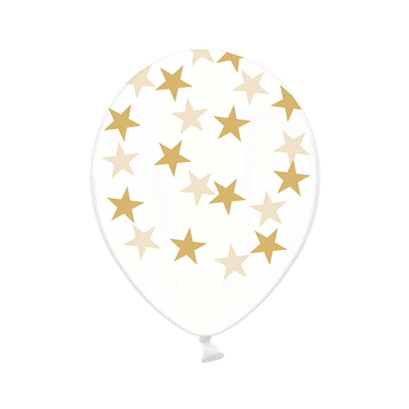 6 Motivballons Clear - Ø 30cm - Stars - Gold