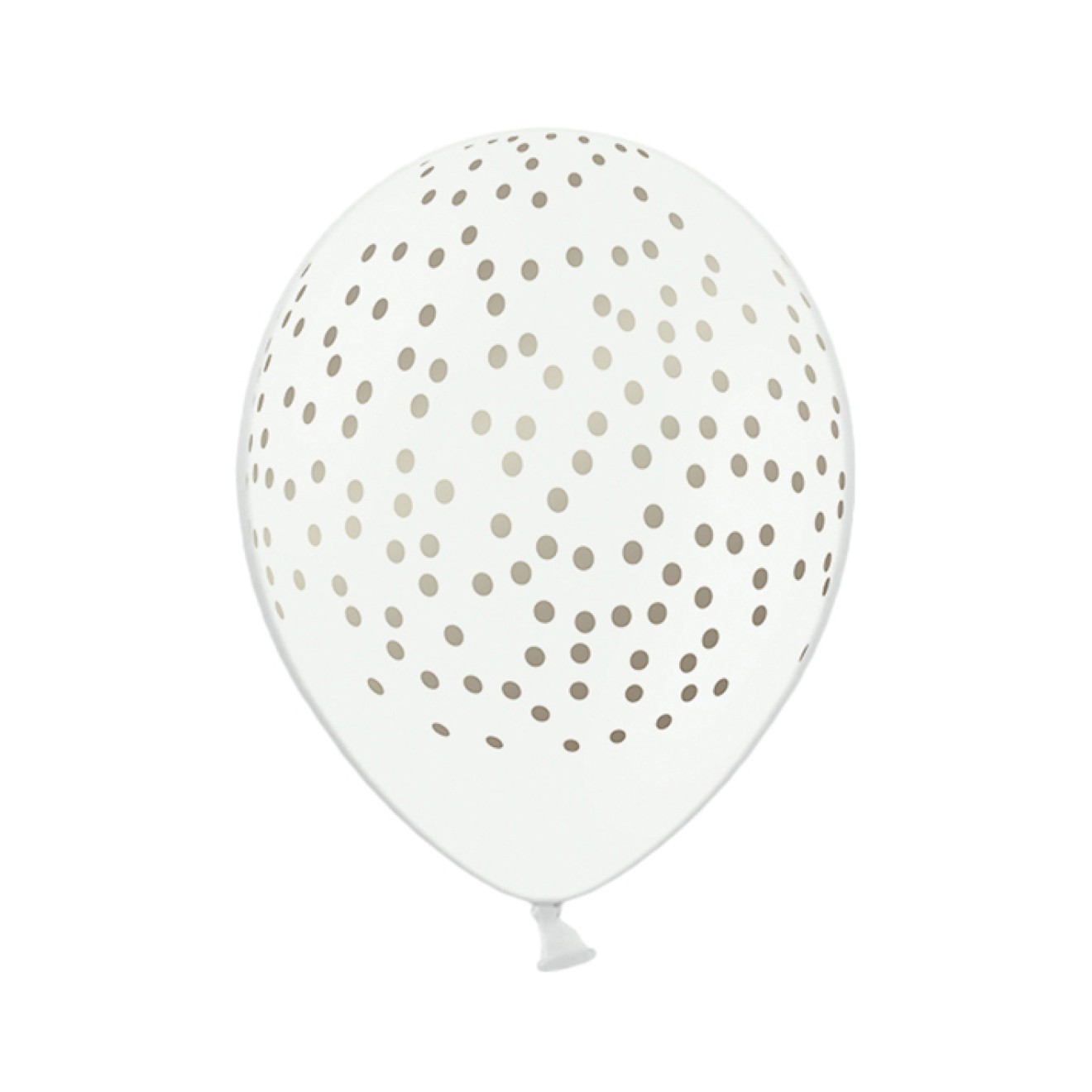 6 Motivballons - Ø 30cm - Dots - Weiß & Gold