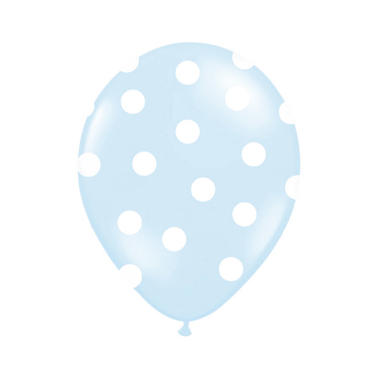 6 Motivballons - Ø 30cm - Dots - Hellblau & Weiß