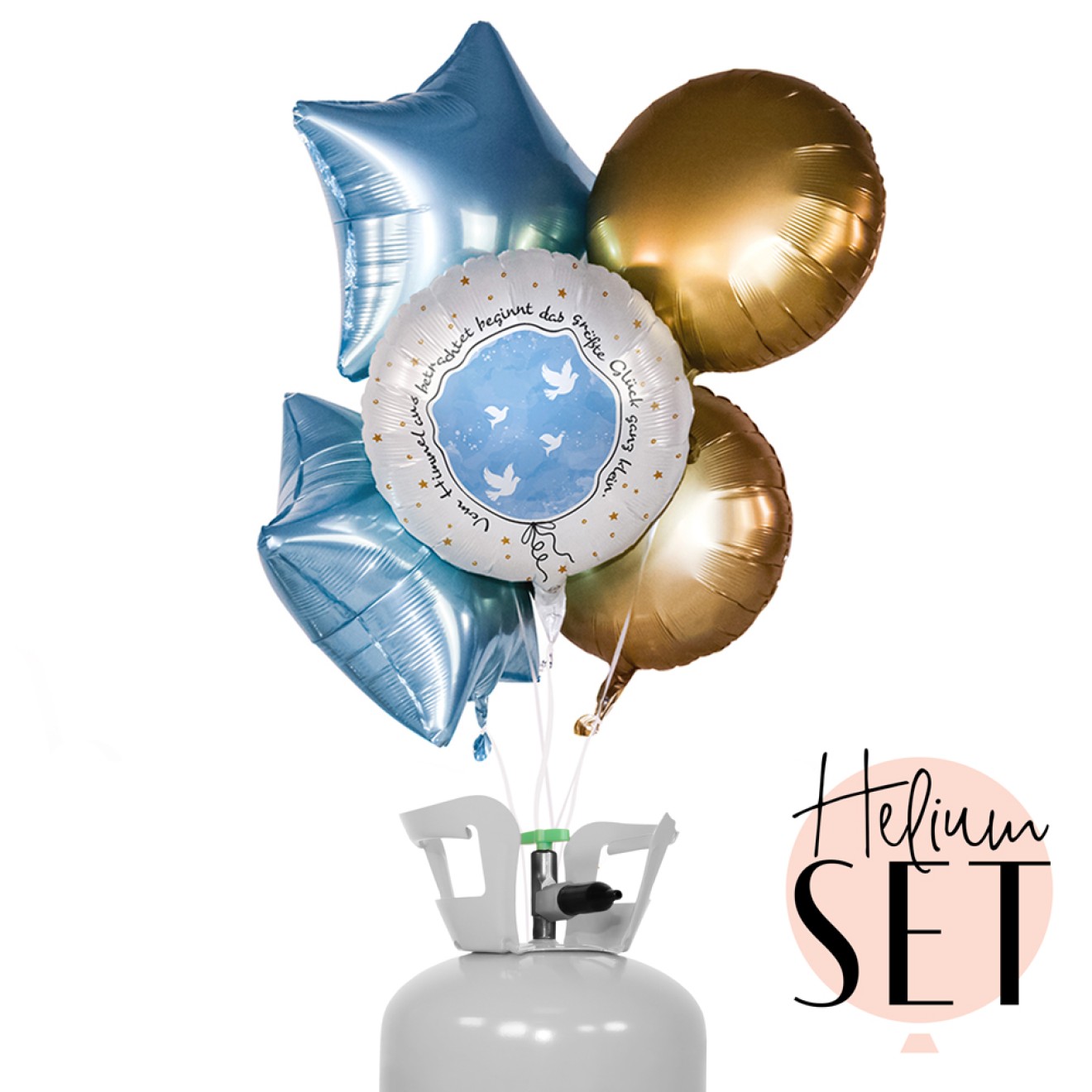 Helium Set - Taufe Kleines großes Glück Hellblau