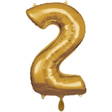 1 Balloon XXL - Zahl 2 - Gold