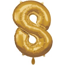 1 Balloon XXL - Zahl 8 - Gold