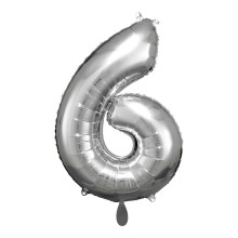 1 Balloon XL - Zahl 6 - Silber