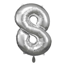 1 Balloon XL - Zahl 8 - Silber