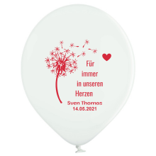 Herzluftballons "Für immer in unseren Herzen" - Trauerballons mit Name & Datum