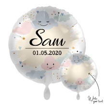 Ballonpost Personalisiert Ø 45 cm - Baby Wolken
