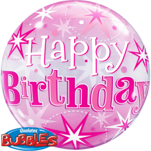 Ballonpost Geburtstag: Happy Birthday - Pink (Bubble)