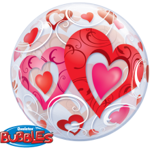 Ballonpost Liebe: Herzen (Rot & Pink) (Bubble)