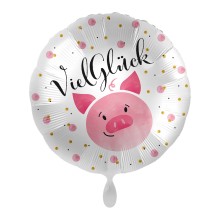 Folienballons Viel Glück - Schweinchen Ø 45 cm