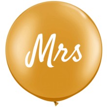 Riesenballon Hochzeit - Mrs - Weiß & Gold Ø 60 cm