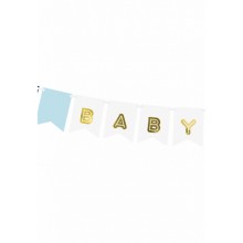 Papiergirlande - Baby Boy - Weiß & Blau