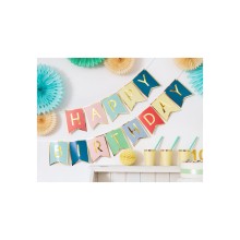 Papiergirlande - Happy Birthday - Bunt