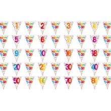 Wimpelkette Geburtstag - Happy Birthday - Gepunktet - Freie Zahlwahl 6 m