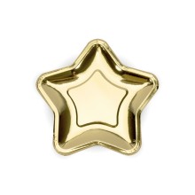 Partyteller Gold Stern (Abgerundet) Ø 23 cm - 6 Stück