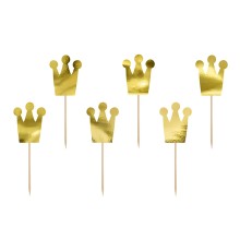 Kuchendeko - Prinzessinnen Krone Gold - 6 Stück