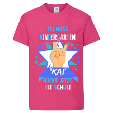 Kinder T-Shirt - " Tschüss Kindergarten-Rockt-Name" - Freie Farbwahl