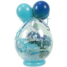 Verpackungsballon Geschenkballon Geburtstag: Alles Gute zum Geburtstag - Blau & Hellblau - Basic Ø 50 cm