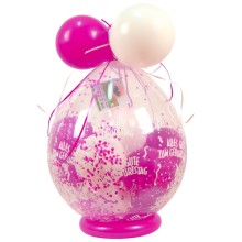 Verpackungsballon Geschenkballon Geburtstag: Alles Gute zum Geburtstag - Weiß & Pink - Basic Ø 50 cm