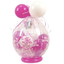 Verpackungsballon Geschenkballon Geburtstag: Alles Gute zum Geburtstag - Weiß & Rosa - Basic Ø 50 cm