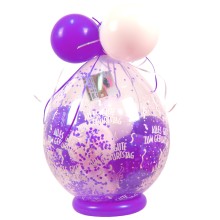 Verpackungsballon Geschenkballon Geburtstag: Alles Gute zum Geburtstag - Weiß & Violett - Basic Ø 50 cm