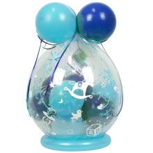Verpackungsballon Geschenkballon Babyparty: Babyspielzeug - Blau & Hellblau - Basic Ø 50 cm