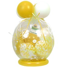 Verpackungsballon Geschenkballon Babyparty: Babyspielzeug - Gelb & Weiß - Basic Ø 50 cm