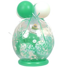 Verpackungsballon Geschenkballon Babyparty: Babyspielzeug - Mintgrün & Weiß - Basic Ø 50 cm