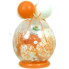 Verpackungsballon Geschenkballon Babyparty: Babyspielzeug - Orange & Weiß - Basic Ø 50 cm