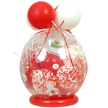 Verpackungsballon Geschenkballon Babyparty: Babyspielzeug - Rot & Weiß - Basic Ø 50 cm