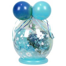Verpackungsballon Geschenkballon: Gänseblümchen - Blau & Hellblau - Basic Ø 50 cm