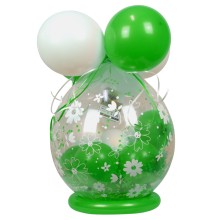 Verpackungsballon Geschenkballon: Gänseblümchen - Grün & Weiß - Basic Ø 50 cm
