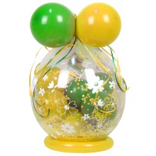 Verpackungsballon Geschenkballon: Gänseblümchen - Limonengrün & Gelb - Basic Ø 50 cm