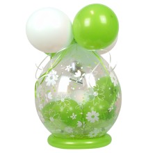 Verpackungsballon Geschenkballon: Gänseblümchen - Apfelgrün & Weiß - Basic Ø 50 cm