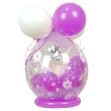 Verpackungsballon Geschenkballon: Gänseblümchen - Flieder & Weiß - Basic Ø 50 cm