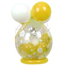 Verpackungsballon Geschenkballon: Gänseblümchen - Gelb & Weiß - Basic Ø 50 cm